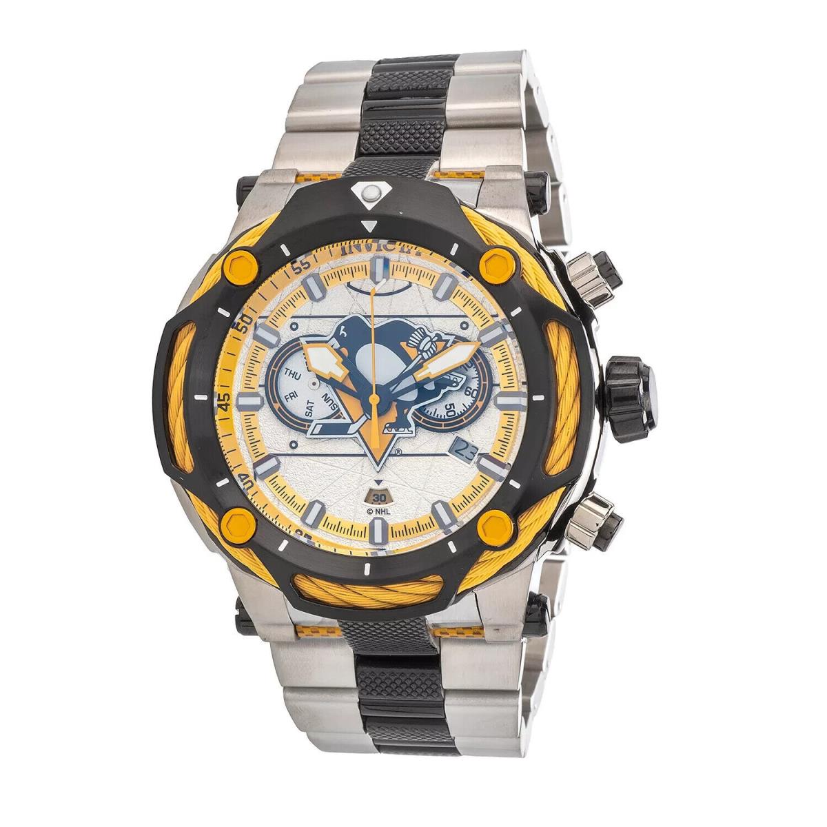 Invicta Nhl Pittsburgh Penguins 60mm Bolt Limited Edit. Chrono Men`s Watch 42116