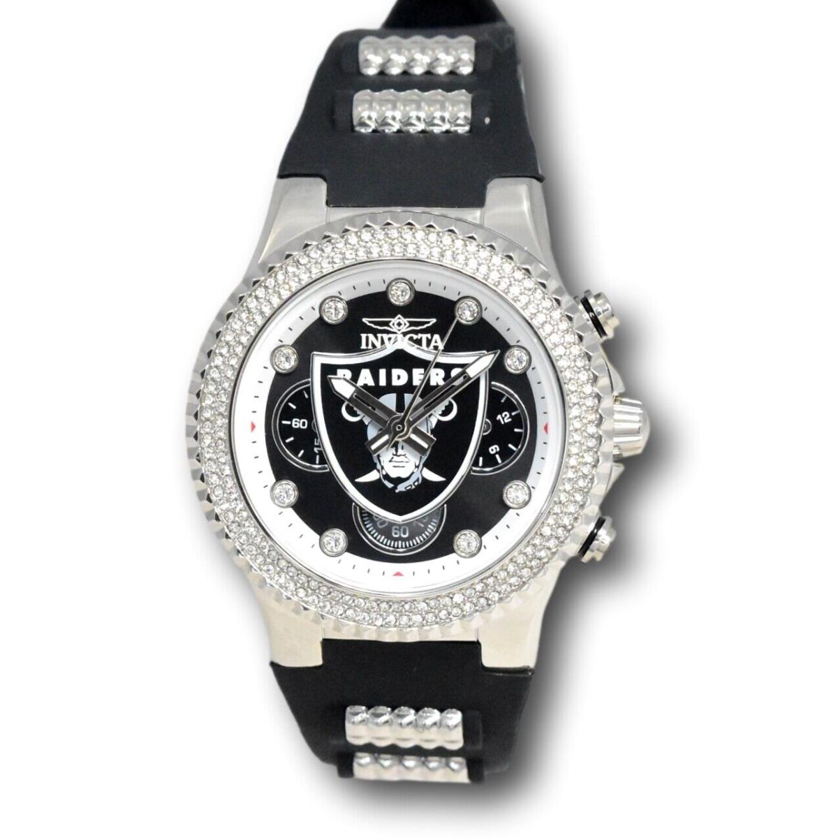 Invicta Nfl Las Vegas Raiders Lady Women`s 39mm Crystals Chronograph Watch 42753