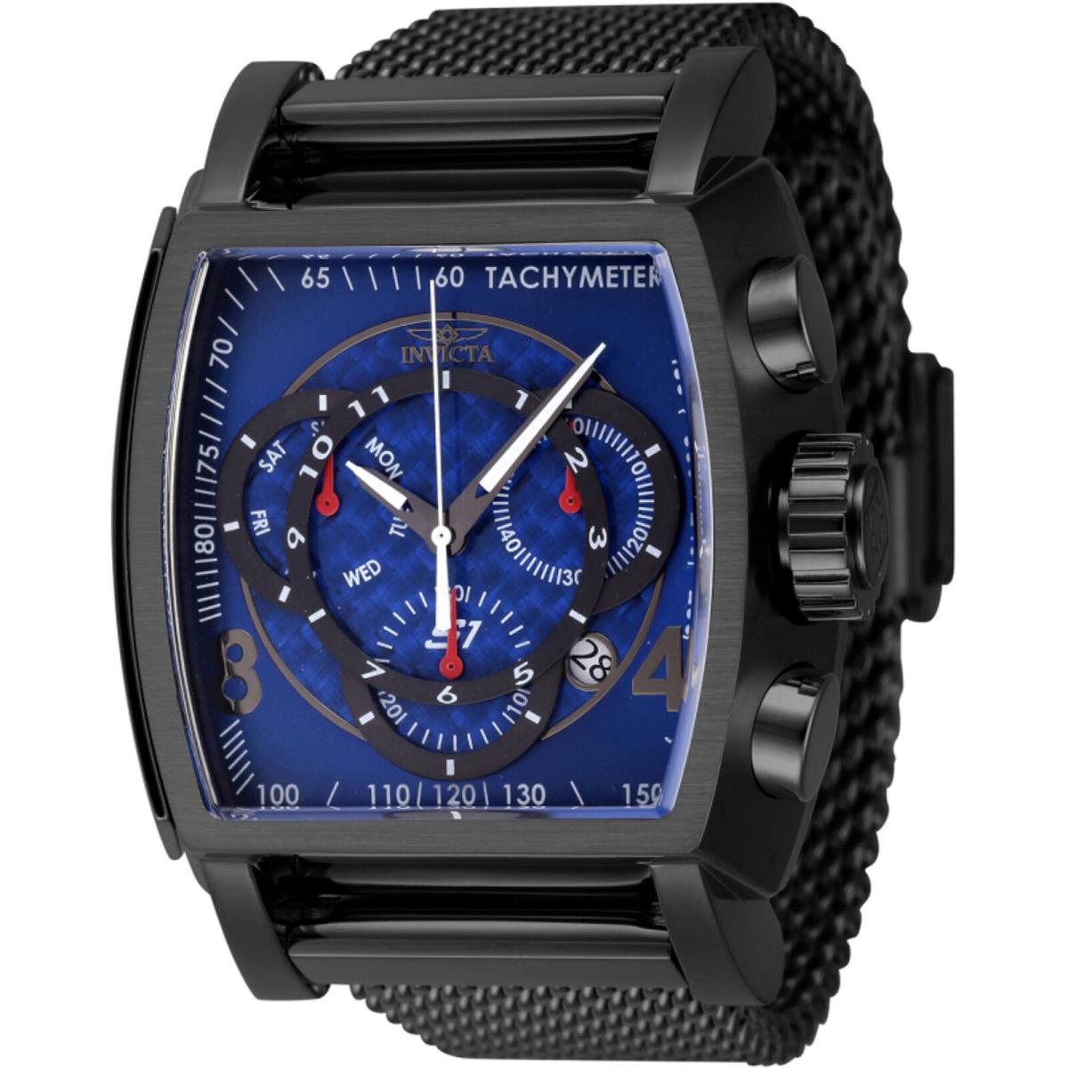 Invicta Men`s Watch S1 Rally Chrono Blue and Black Dial Steel Bracelet 46011 - Dial: Blue, Black, Band: Black