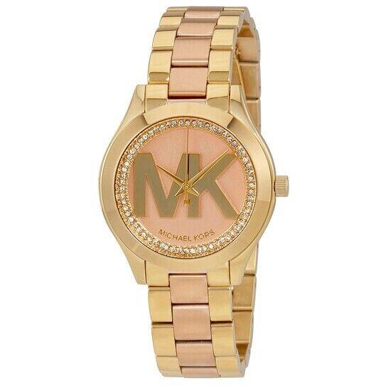 Michael Kors MK3650 Runway Rose Gold Dial Two Tone Stainless Women`s Watch