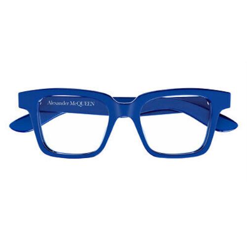 Alexander Mcqueen AM0385O Eyeglasses Unisex Blue Cat Eye 49mm - Frame: Blue, Lens: