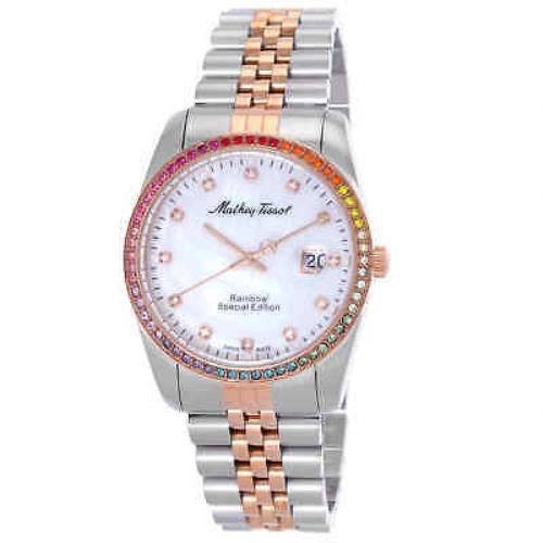 Mathey-tissot Mathy Rainbow White Dial Unisex Watch H809BQI - Dial: White, Band: Two-tone (Silver-tone and Rose Gold-tone), Bezel: Silver-tone