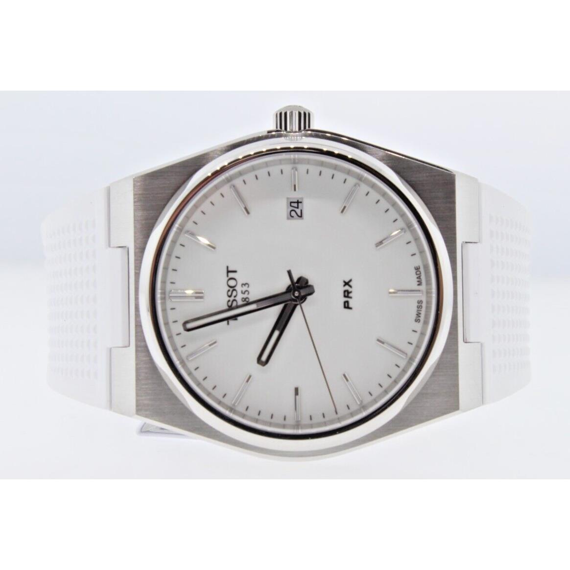 Tissot Prx Quartz White Fully Luminous Dial Rubber Men`s Watch T137.410.17.00