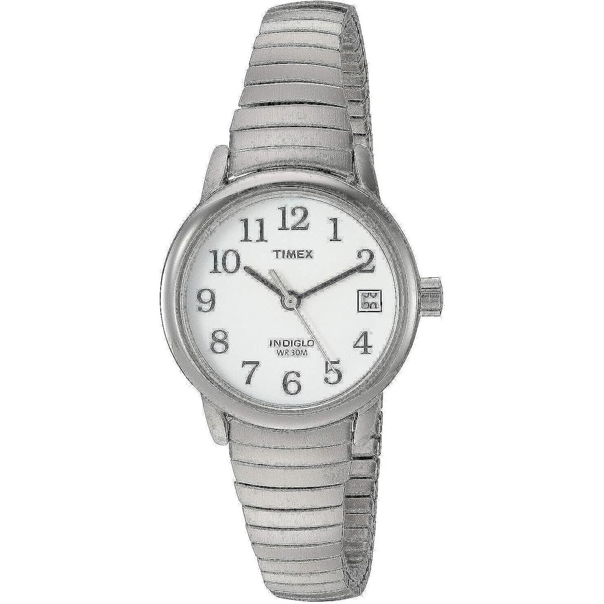 Timex Women`s T2H371 Easy Reader 25mm Silver-tone Stainless Steel Expansion Band - Silver-Tone/White, Dial: White, Band: Silver