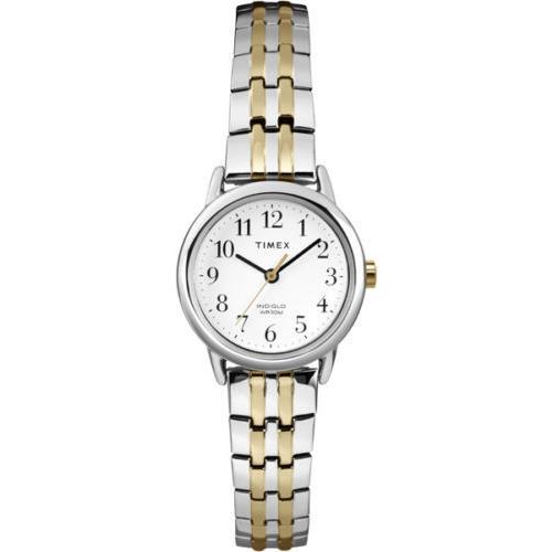 Timex T2P298 Women`s 2-Tone Expansion Band Watch Indiglo 25MM Case