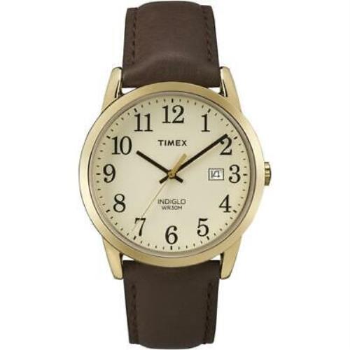 Timex TW2P758009J Mens Easy Reader Gold Tone Brown Leather Strap Watch