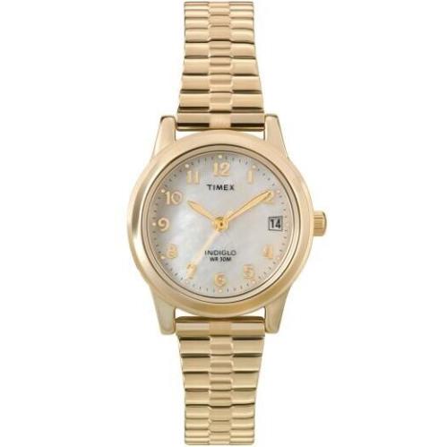 Timex Classicessex 25mm Goldtone Stretch Band Mother of Pearl Dial Ladies T2M827