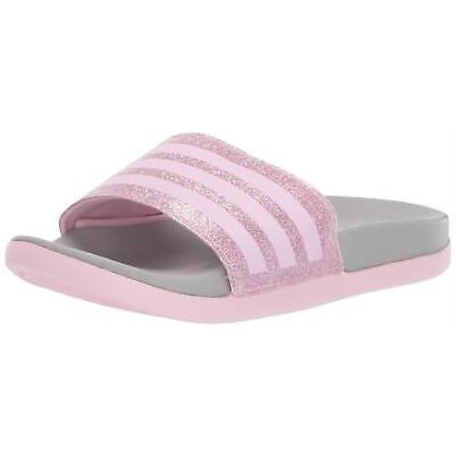 Adidas Unisex-child Adilette Comfort Slides Swim Shoe 3 Kid Clear Pink/clear