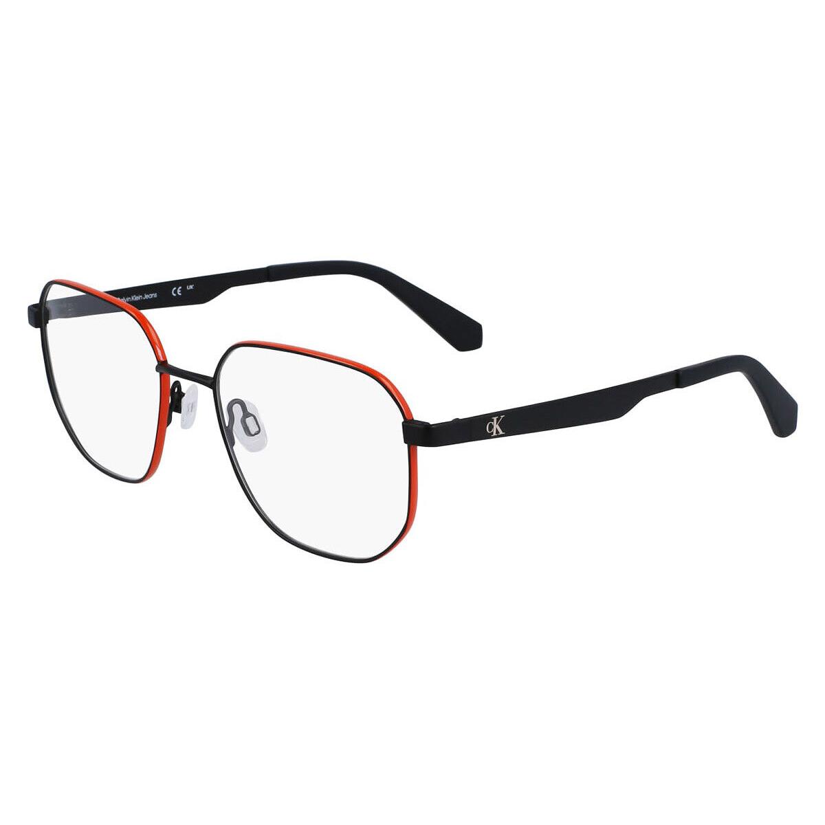 Calvin Klein Ckj Eyeglasses Unisex Matte Black/orange 53mm - Frame: Matte Black/Orange, Lens: