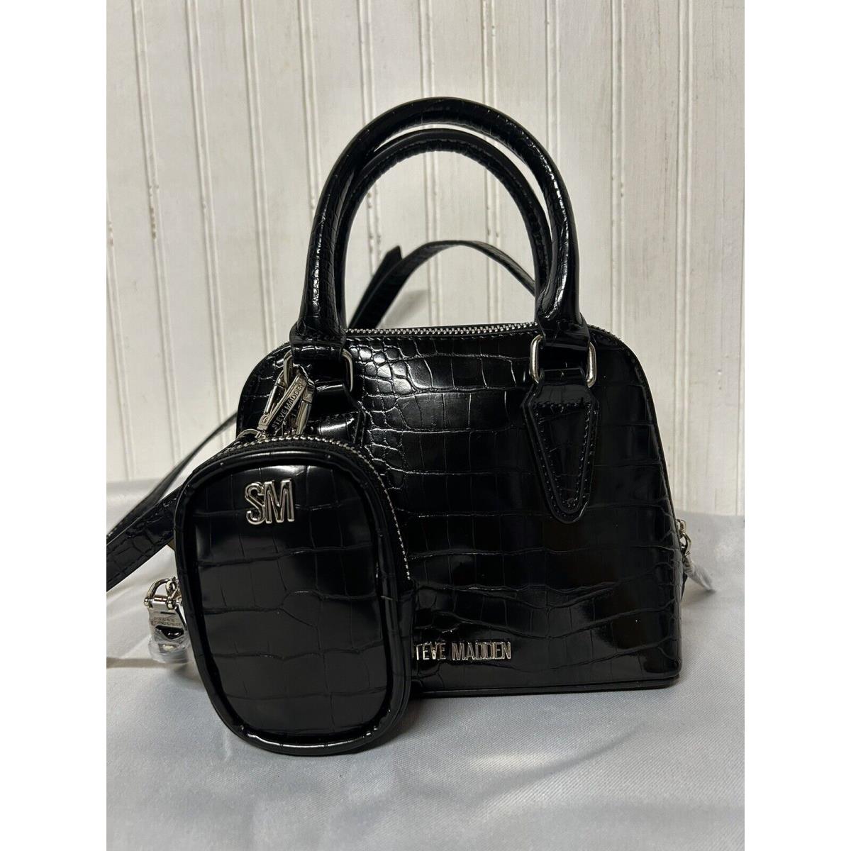 Steve Madden Womens Black Small Crossbody Bag with Adjustable Detachable Strap