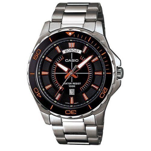 Casio Mens MTD1076D-1A4V Sports Stainless Steel 100M Black Dial Watch