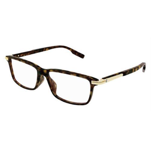 Montblanc MB0217OA Eyeglasses RX Men Havana Rectangle 56mm