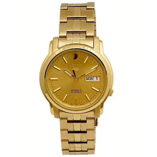 Seiko 5 Sport Automatic Gold Stainless Steel Gold Dial Men`s Watch SNKK76K1