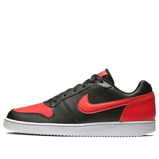 Nike Ebernon Low AQ1775-004 Men`s Black Red Leather Casual Sneaker Shoes XXX462 - Black/Red