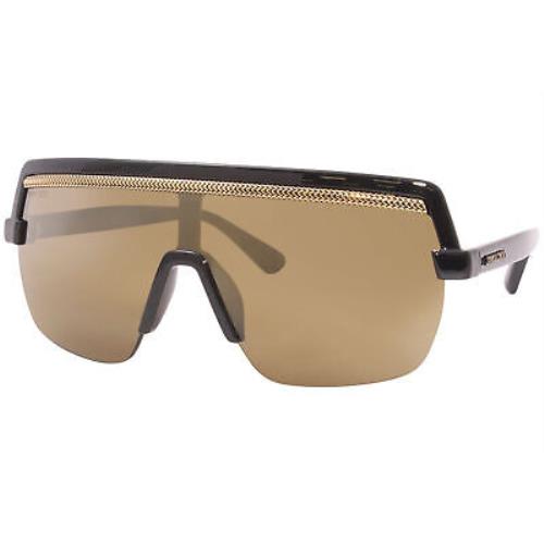 Jimmy Choo Pose/s 807VP Sunglasses Women`s Black/gold Mirror Lenses Shield 99mm