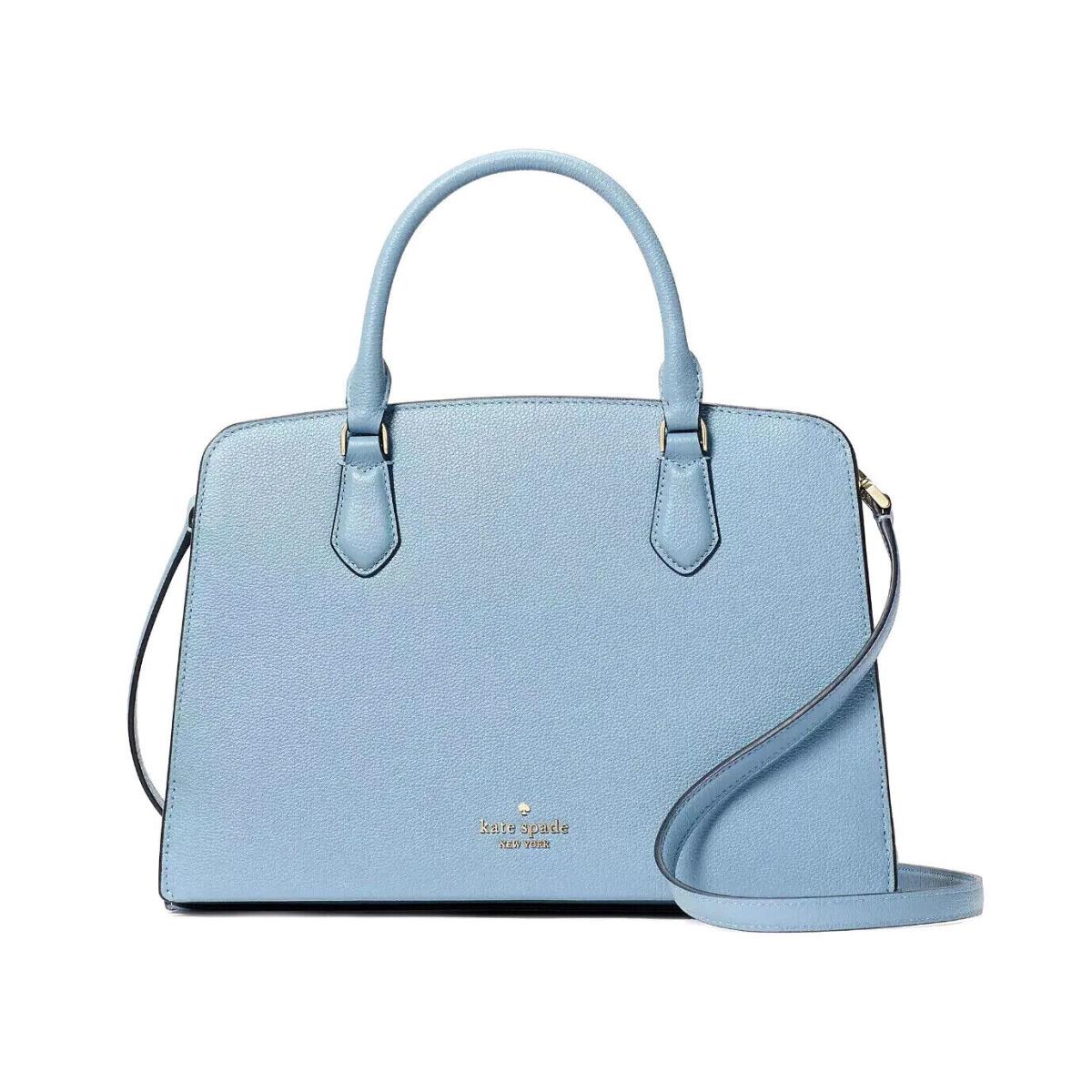 Kate Spade Addie Leather Medium Satchel Crossbody Shoulder Bag Purse Polished Blue