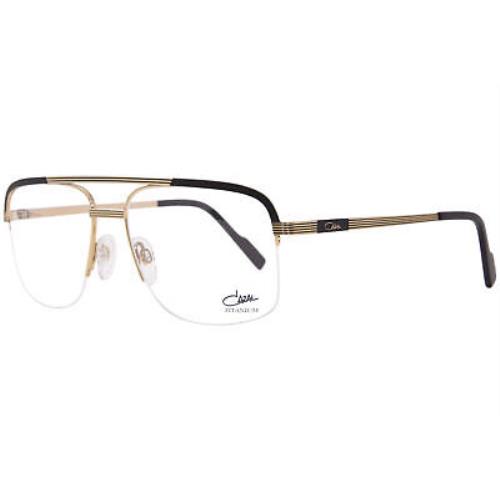 Cazal 7095 001 Eyeglasses Men`s Black/gold Semi Rim Square Shape 57mm
