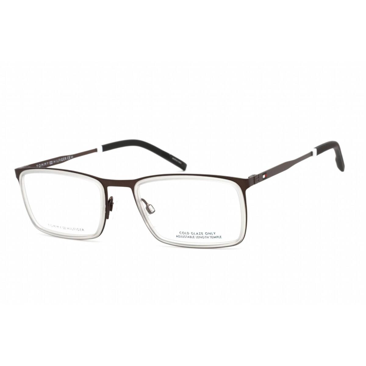 Tommy Hilfiger Men`s Eyeglasses Grey Brown Frame Clear Demo Lens TH 1844 04VF 00