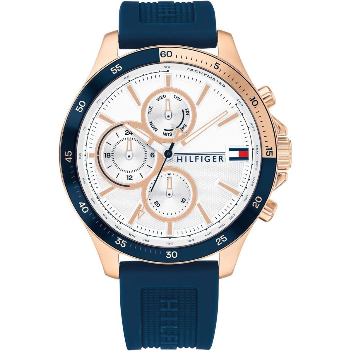 Tommy Hilfiger 1791778 Men`s Blue Silicone Band Watch 46mm