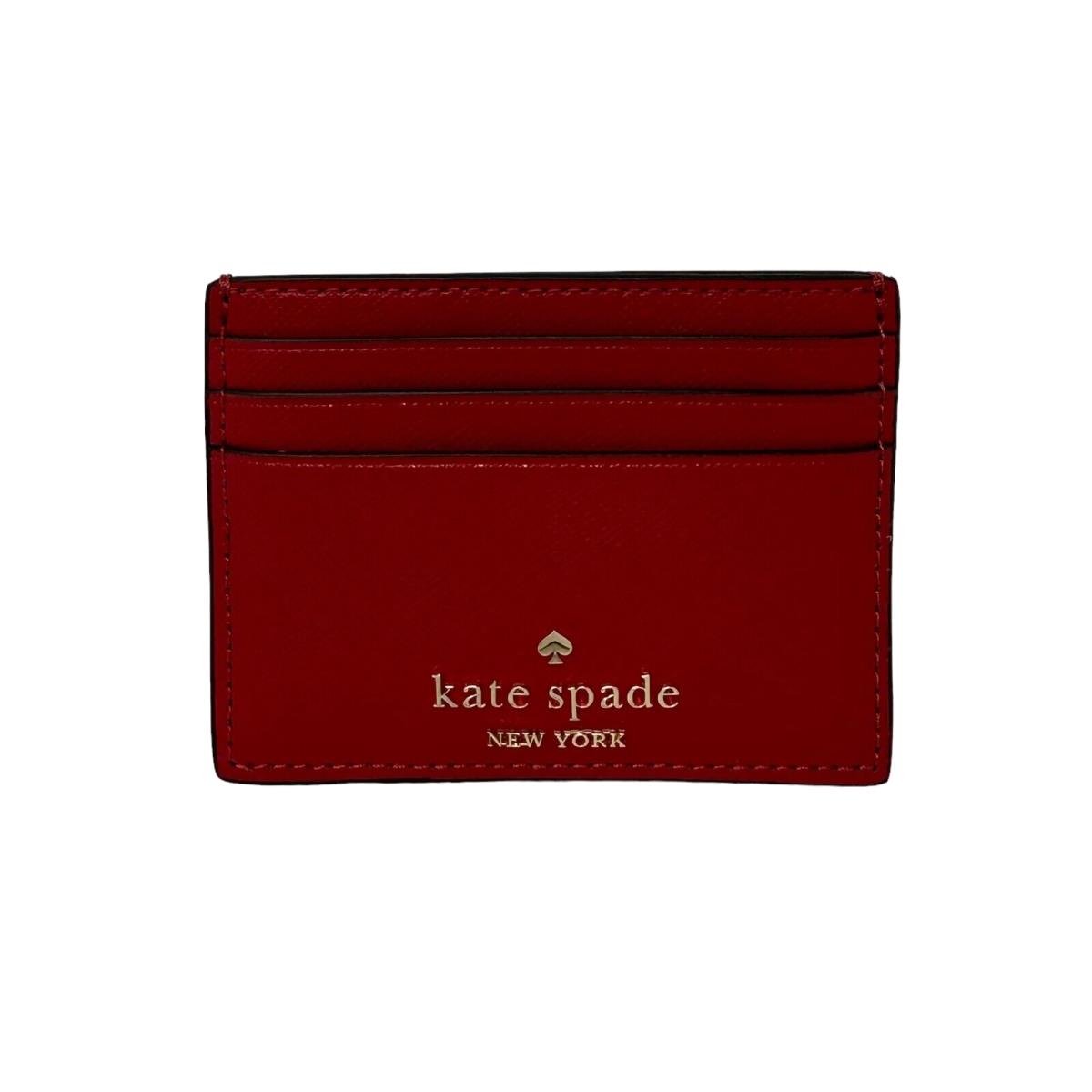 Kate Spade Madison Small Slim Card Holder Cherry Saffiano Leather Wallet KC582