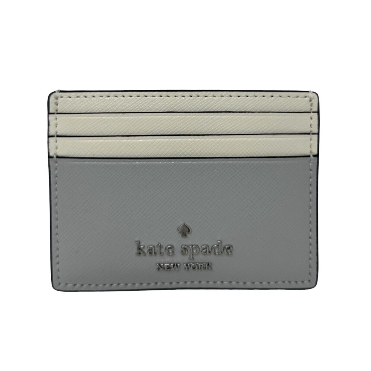 Kate Spade Madison Small Slim Card Holder Grey Saffiano Leather Wallet KC516