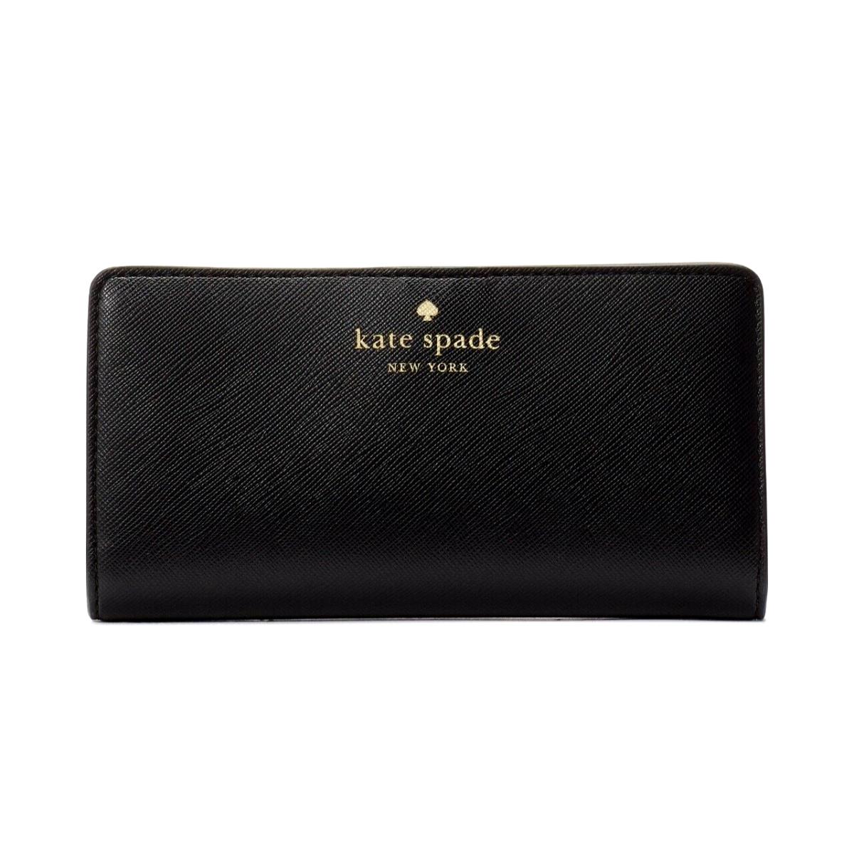 New Kate Spade Schuyler Large Slim Bifold Saffiano Wallet Black