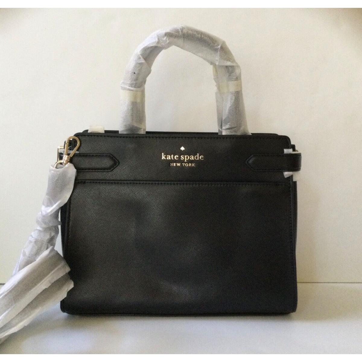 Kate Spade Staci Medium Satchel Leather Zip Top Shoulder Bag Black