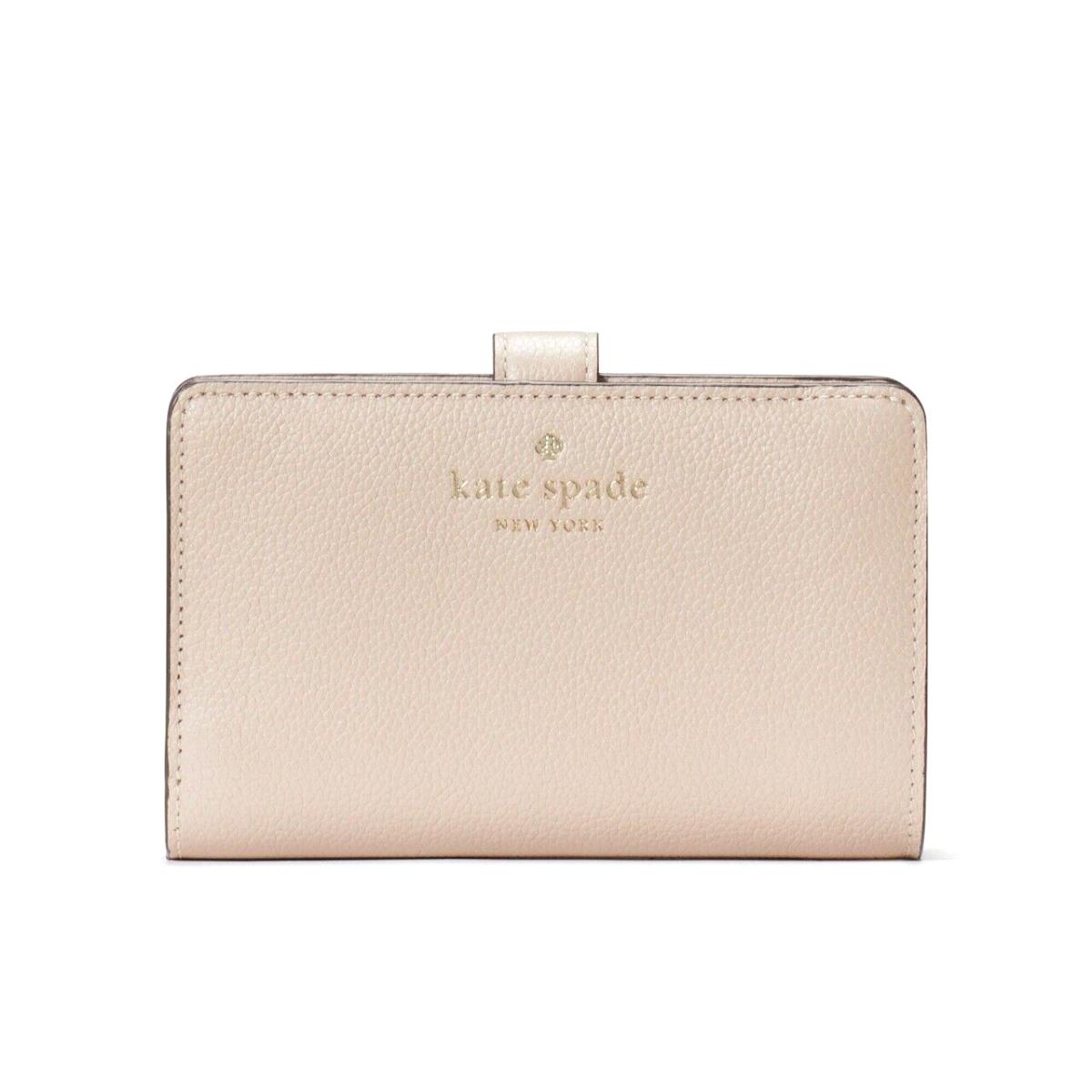 New Kate Spade Elsie Medium Compact Bifold Wallet Leather Warm Beige
