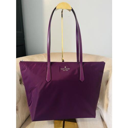 Kate Spade Kitt Large Zip Tote Bag Handbag Purse Ripe Plum Purple New