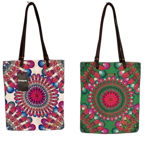 Desigual Embroidered Canvas Two Side Tote Handbag Boho