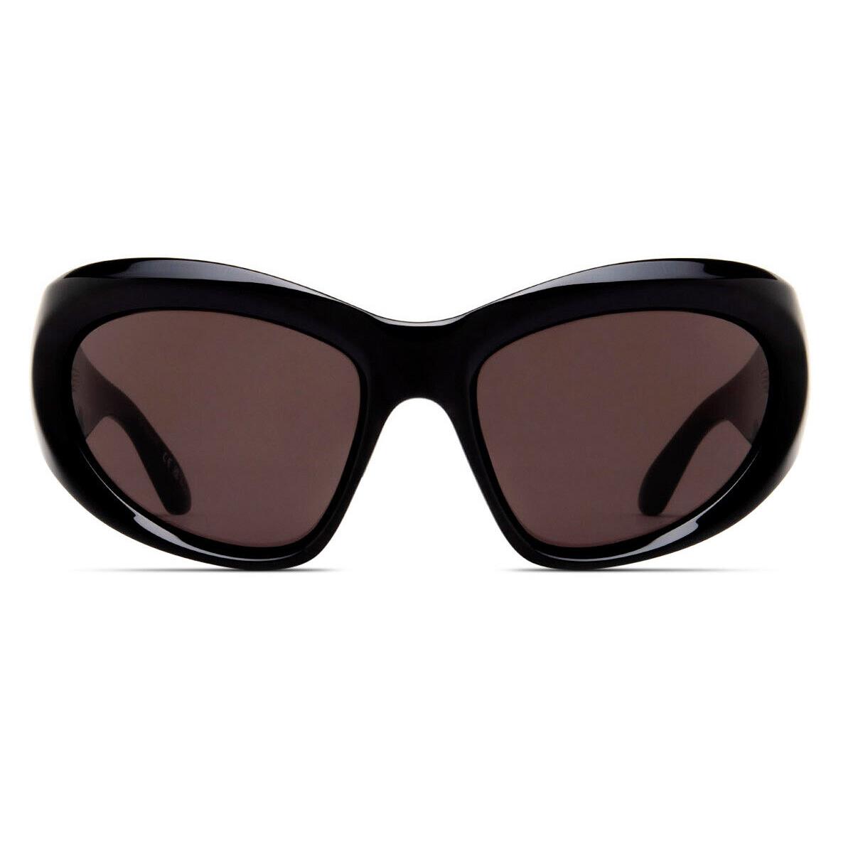 Balenciaga BB0228S Sunglasses Women Black Gray Wrap 64mm