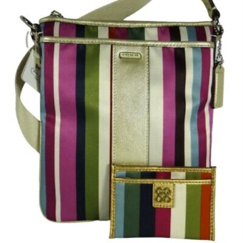 Coach Box Legacy Multicolor Stripe Swing Pack and Credit Card Case