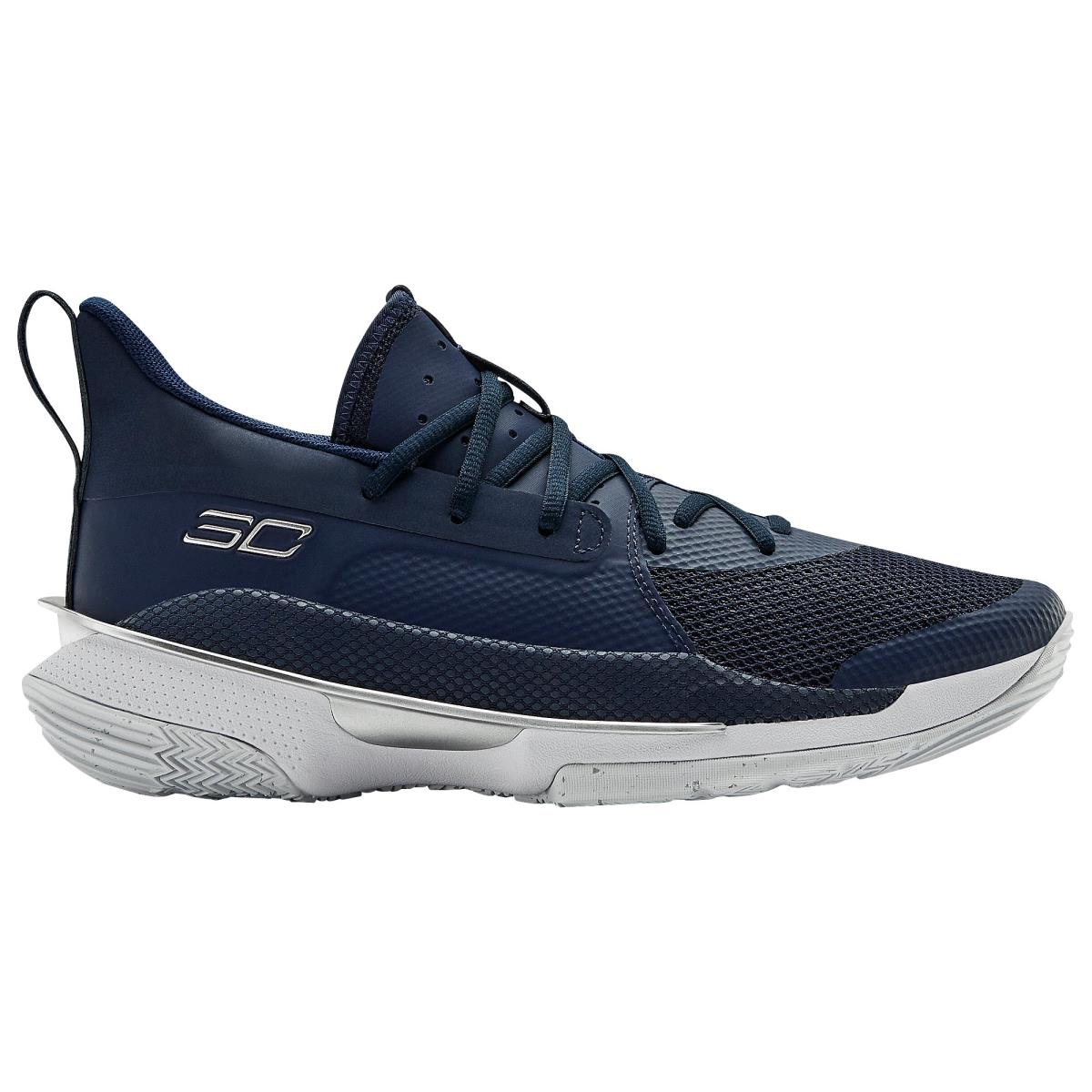 Under Armour Men`s Team Curry 7 Basketball Shoes Navy/White