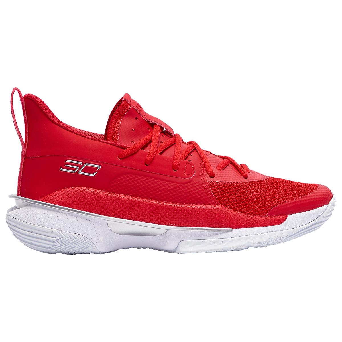 Under Armour Men`s Team Curry 7 Basketball Shoes Red/White