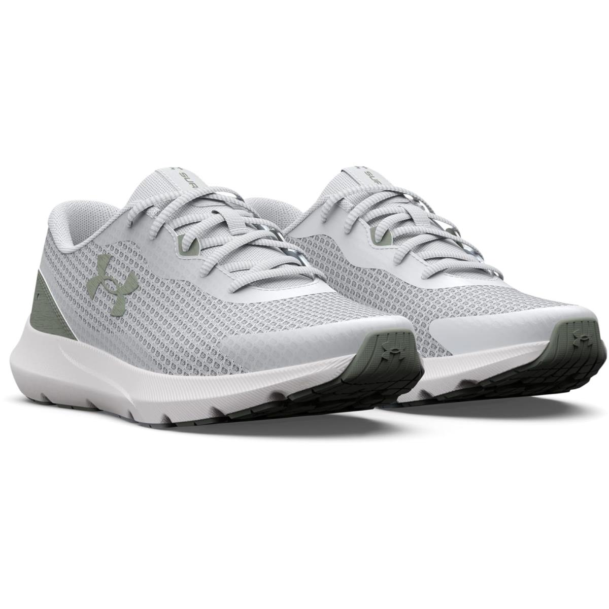 Woman`s Sneakers Athletic Shoes Under Armour Surge 3 Halo Gray/Grove Green/Grove Green