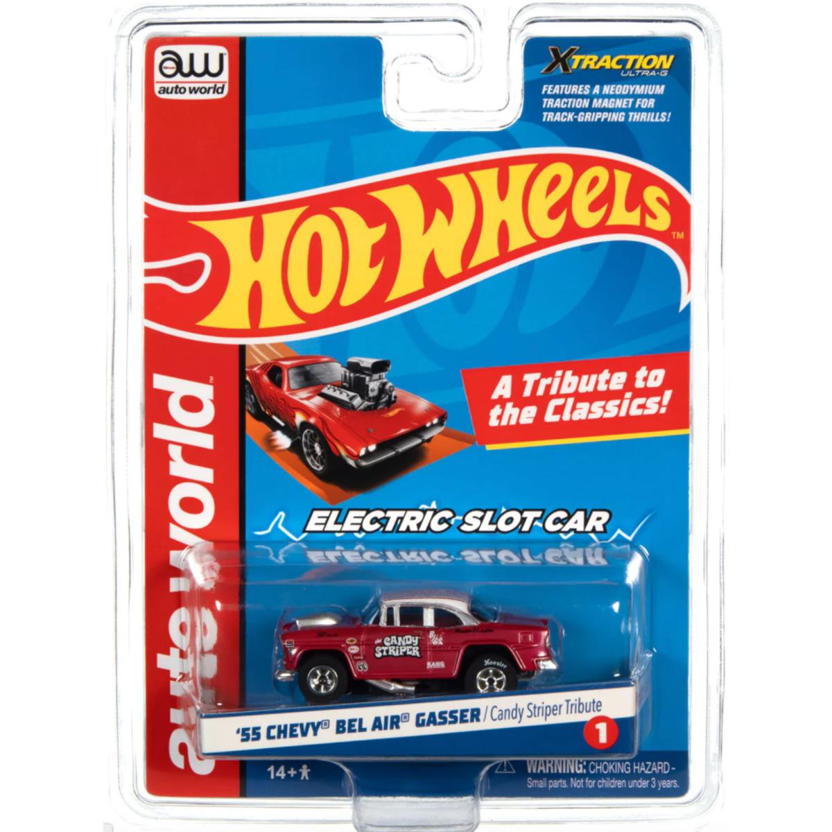 Hot Wheels Auto World Candy Striper Tribute 1955 Chevy Bel Air Gasser Slot Afx
