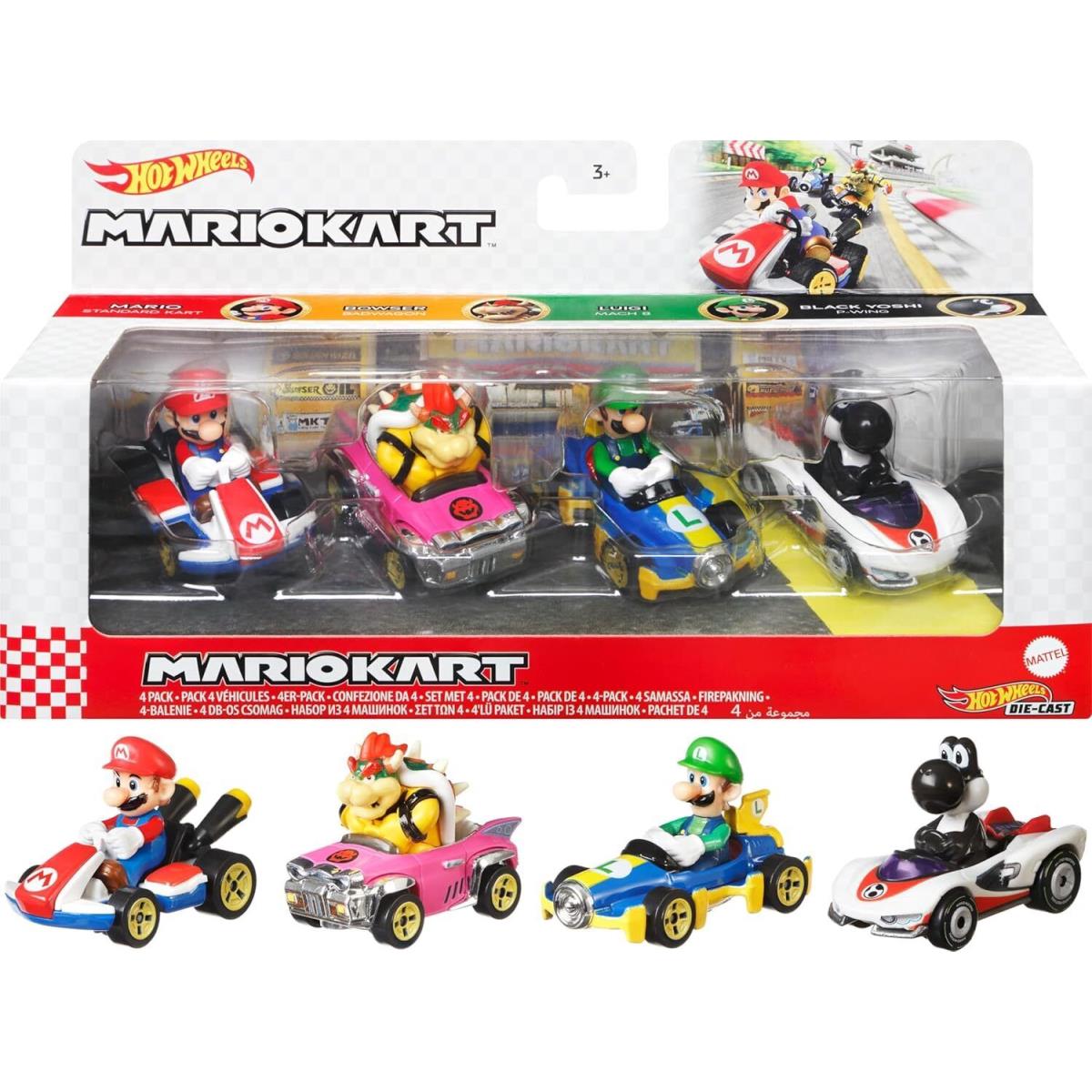 Hot Wheels Mario Kart Characters Karts as Die-cast Toy Cars 4-Pack - 