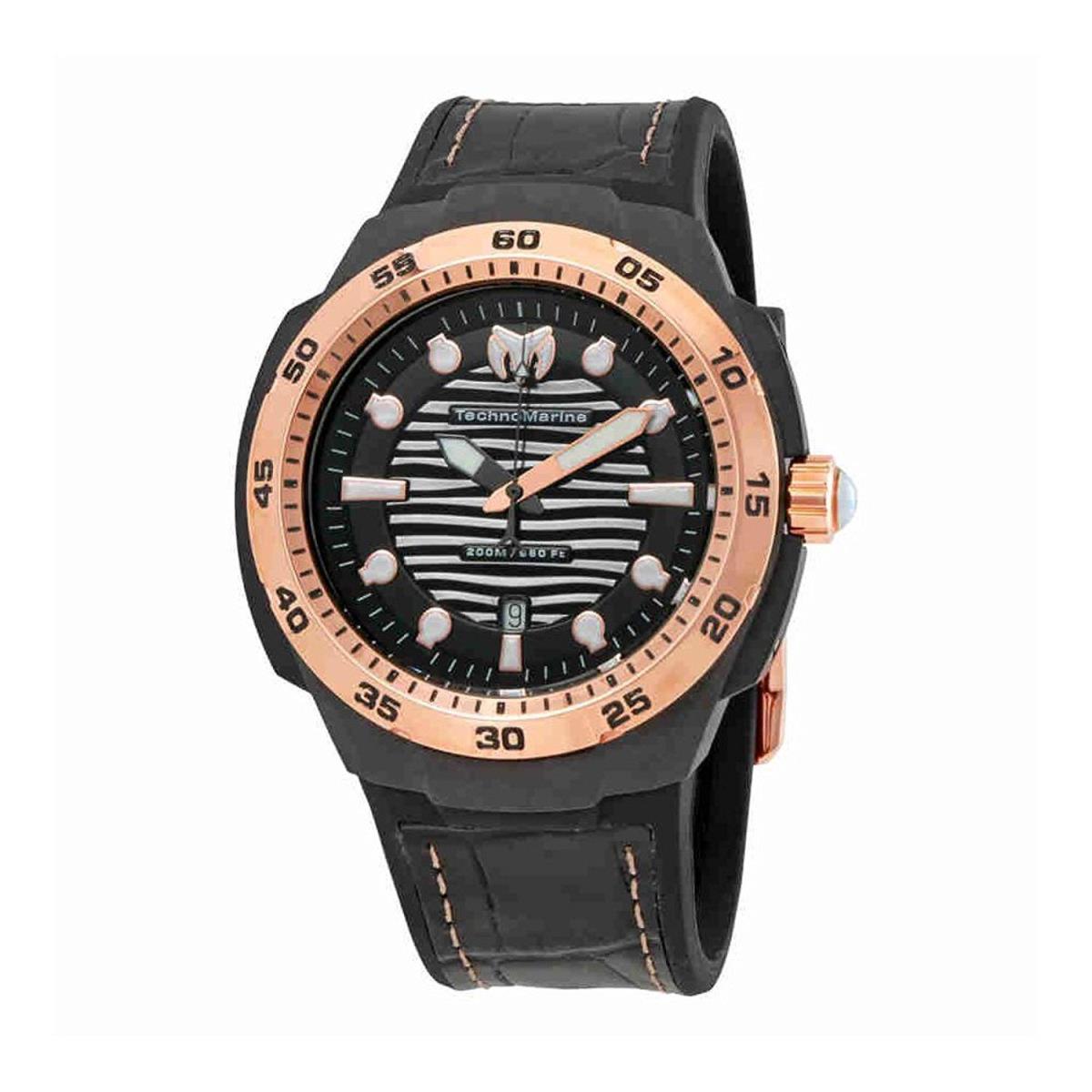 Technomarine TM-515008 Sun/reef Men`s Black Leather 45mm