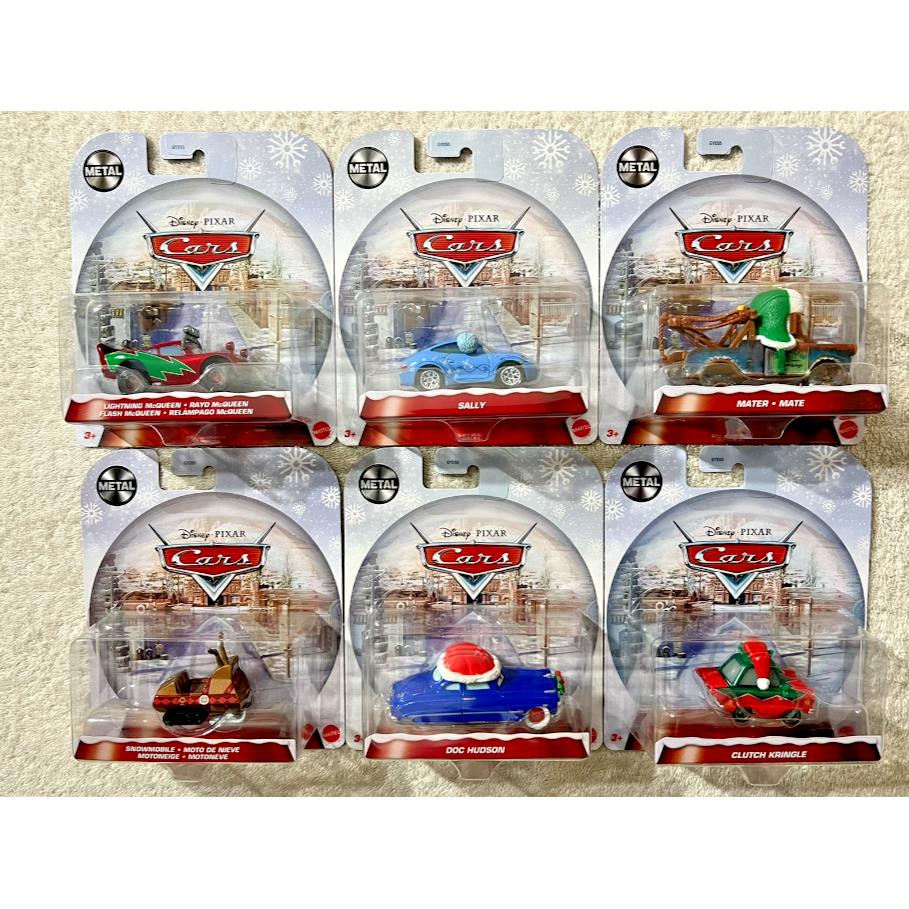 Disney Cars Holiday Edition Set OF 6 Cars Clutch Kringle / Sally / Doc / Mater +