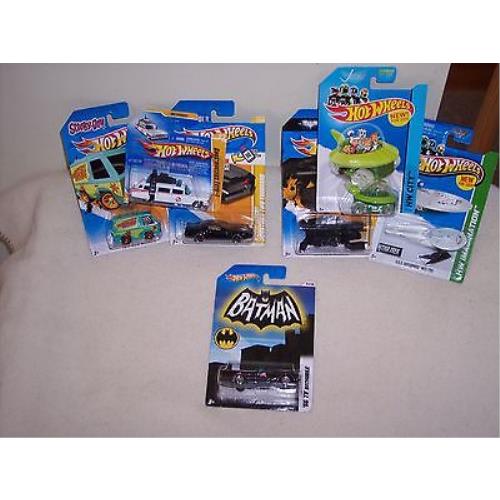 Hot Wheels - 7 Car Lot-jetsons- Bat Man- Ghostbusters- Knight Rider- More