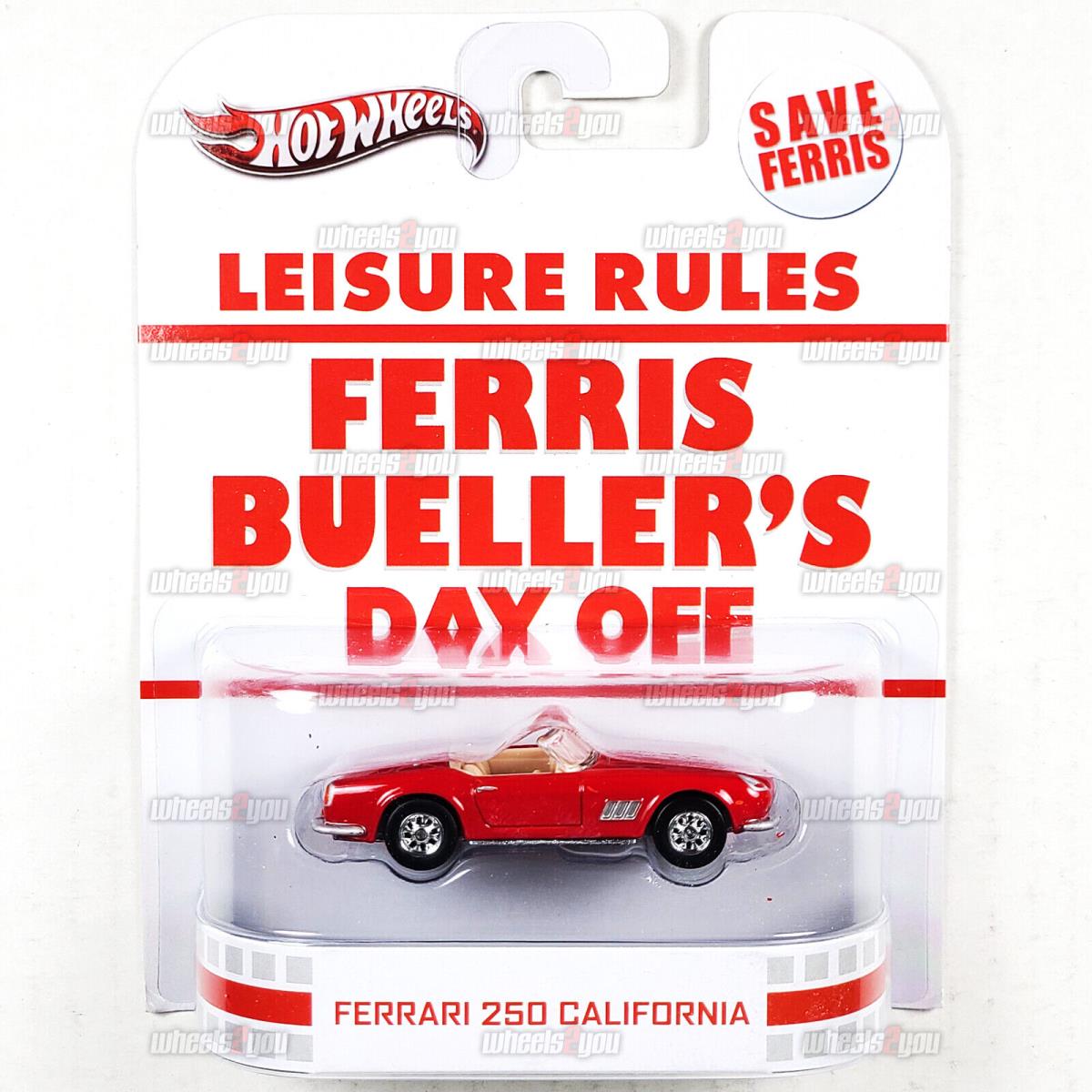 Hot Wheels Ferrari 250 California Red Ferris Bueller`s Day Off Retro 1:64 X8901