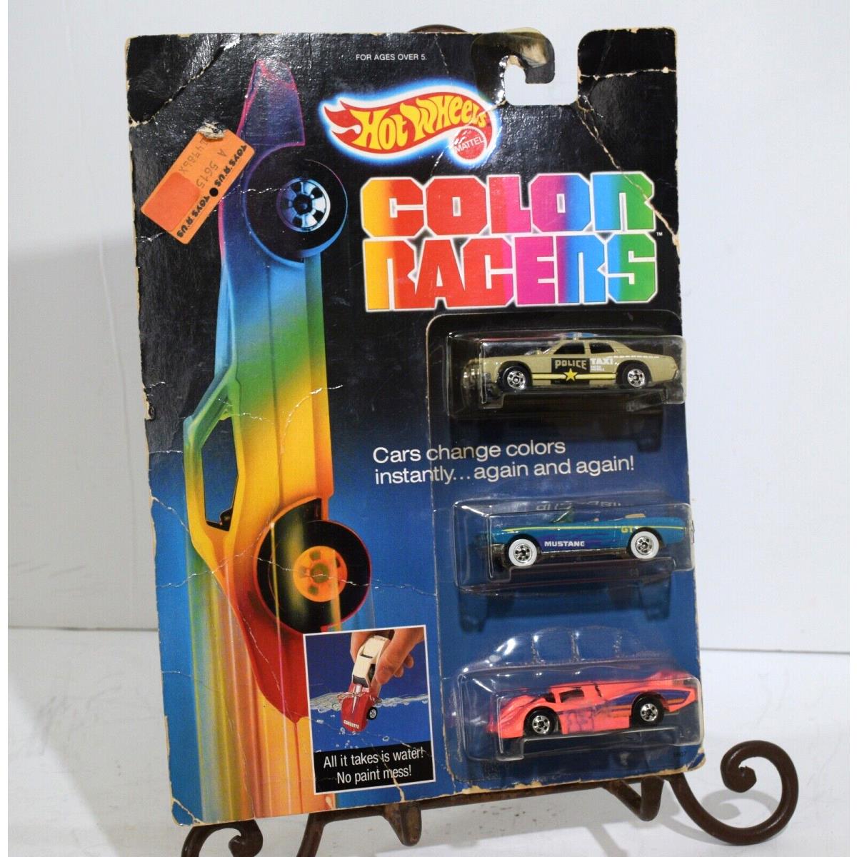 in Pkg Nip 1987 Hot Wheels Color Racers 3 Car Set Police Mustang Mclaren