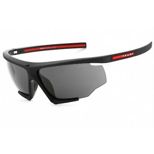 Prada Sport PS 07YS DG006F Sunglasses Black Rubber Frame Dark Grey Lenses 76mm