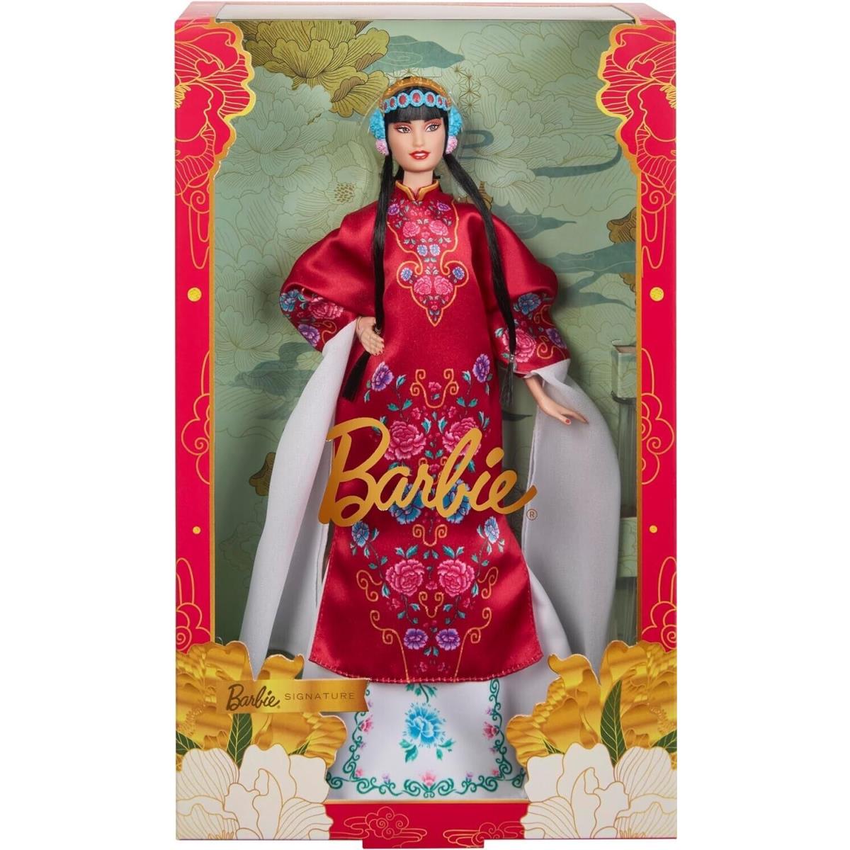 2024 Barbie Signature Lunar Year Doll Red Floral Robe Peking Opera