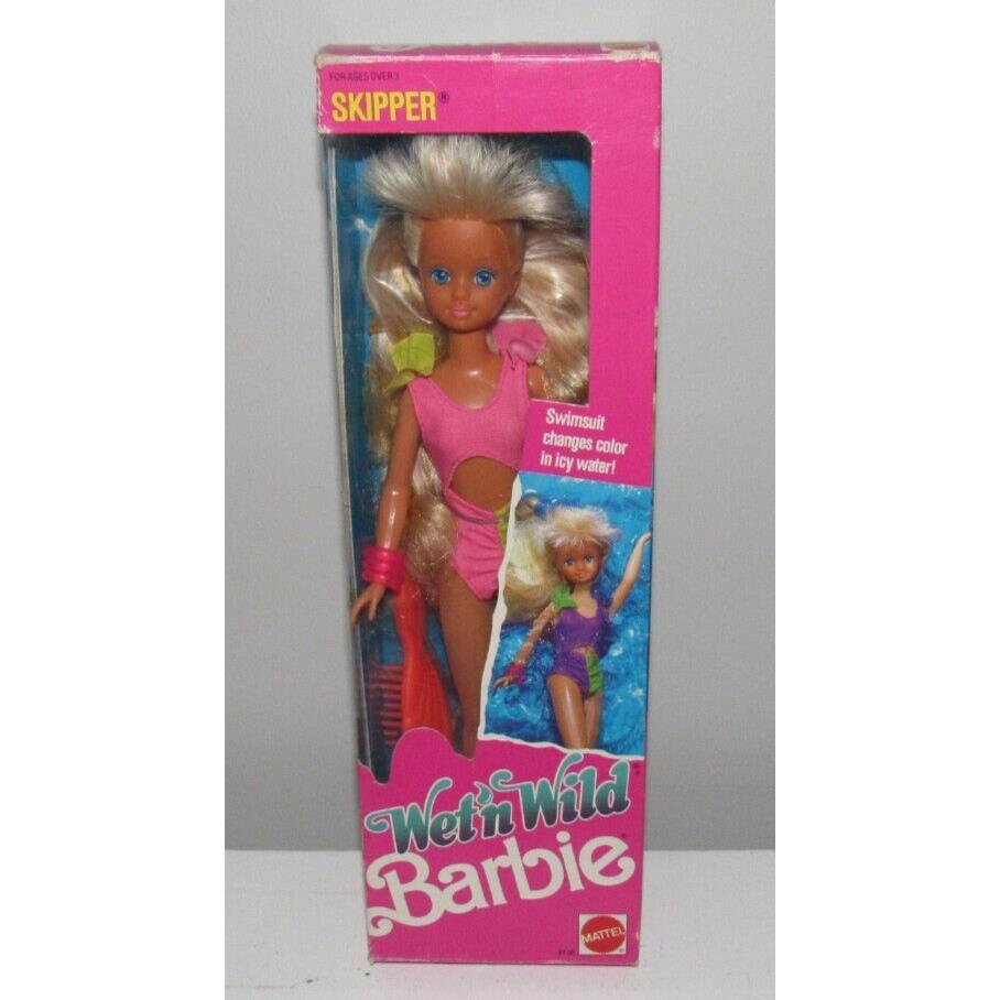 Mib Nrfb Wet `N Wild Barbie Skipper Doll Blonde 4138 Circa 1989 Mattel