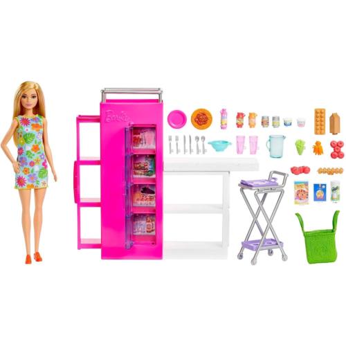Barbie Doll and Ultimate Pantry Playset Kitchen Add-on with 25+ Pieces