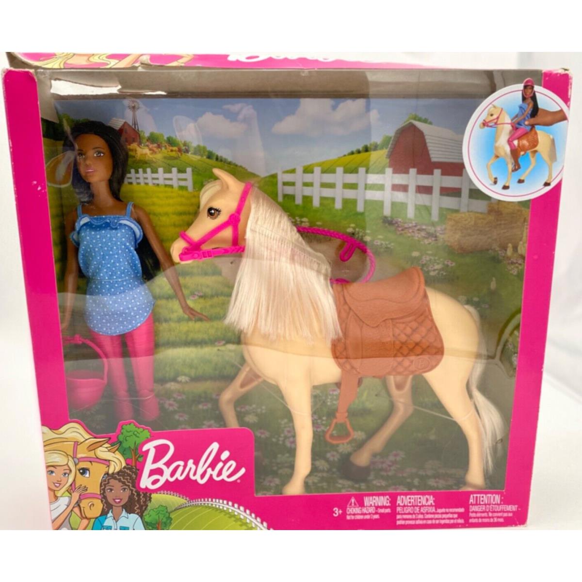 Barbie Doll Horse Playset Black Hair with Riding Accessories Nrfb