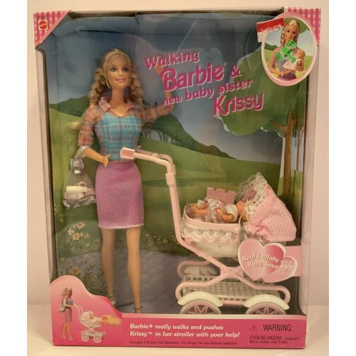 Walking Barbie and Baby Sister Krissy Doll Set 1999 Mattel