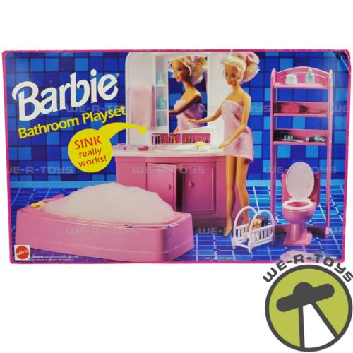 Barbie Bathroom Playset with Bathtub Toilet Sink 1993 Mattel 9511 Nrfb