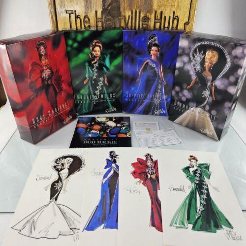 Barbie Bob Mackie Jewel Essence Collection Set OF 4 Dolls Portfolio Prints